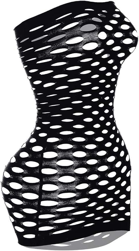 61IefyD7eaL._AC_SL1000_.jpg Sexy Womens Strapless Fishnet Lingerie Sleepwear Mini Dress Tube Chemise Bodysuit One Size - Image 1