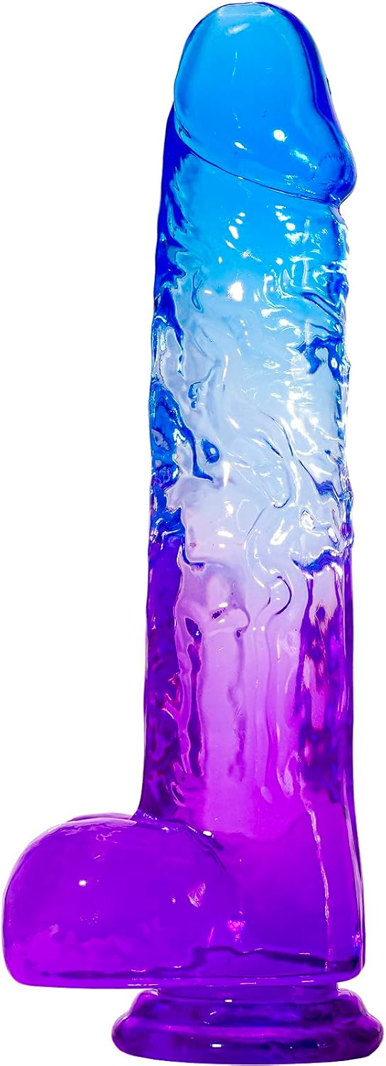 61gkFe8yQiL._AC_SL1500_.jpg 8 Inch Blue Purple Dildo, Soft Dildos Sex Toy with Strong Suction Cup, Adult Toys for Vaginal G-Spot and Anal Play, Waterproof Flexible Lifelike Penis for Women Men Beginners Couples - Image 1