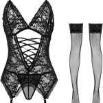 Stretchy Lace Teddy Lingerie with Stockings